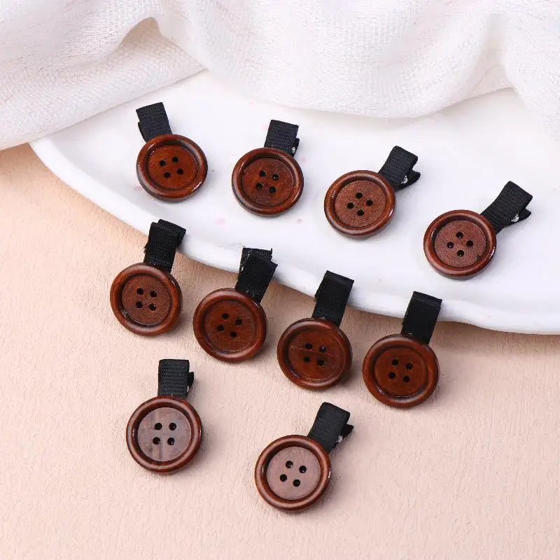 Cute Woody Button Hair Clips for Kids & Women | 2/5/10 Pack Hair Clips SPOT
