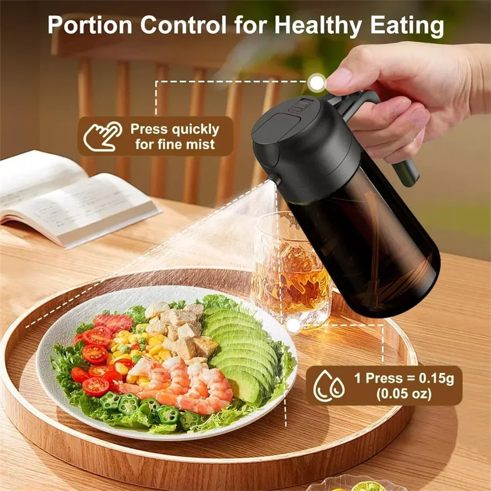 2-in-1 Glass Oil Sprayer & Dispenser – 16oz Leakproof Olive Oil Bottle Oil Sprayer Dispenser SPOT