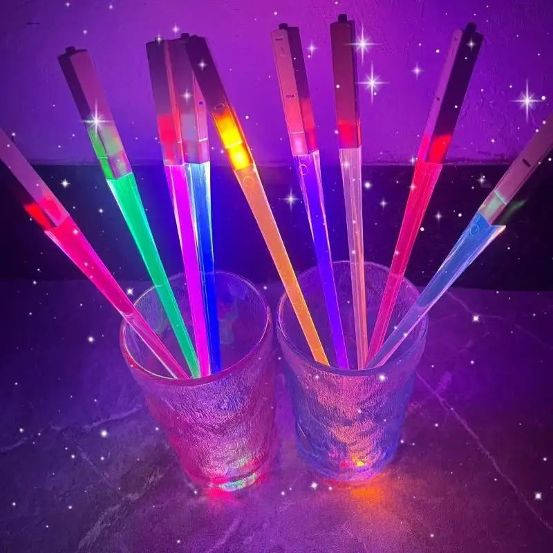 LED Light-Up Chopsticks Glowing Light Saber Style – 1 Pair Novelty Chopsticks SPOT