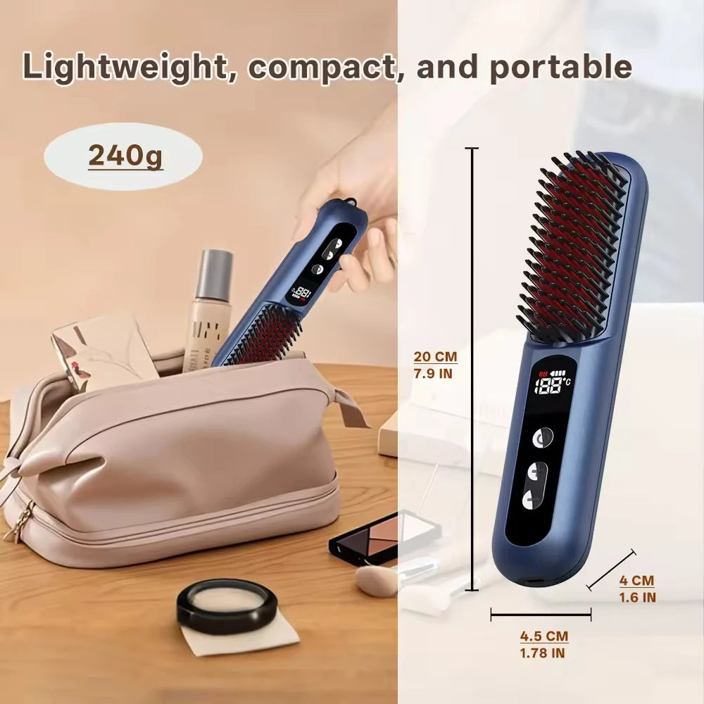 Cordless Ionic Hair Straightener Brush – Electric Hot Comb Hair Straightener Brush SPOT