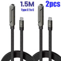 2-in-1 USB-C PD 240W Fast Charging Cable with Foldable Stand USB-C Charging Cable SPOT 2PCS 1.5m