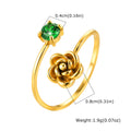 3D Rose CZ Adjustable Ring – Stainless Steel Floral Band Adjustable Fashion Ring SPOT RC-1097GG