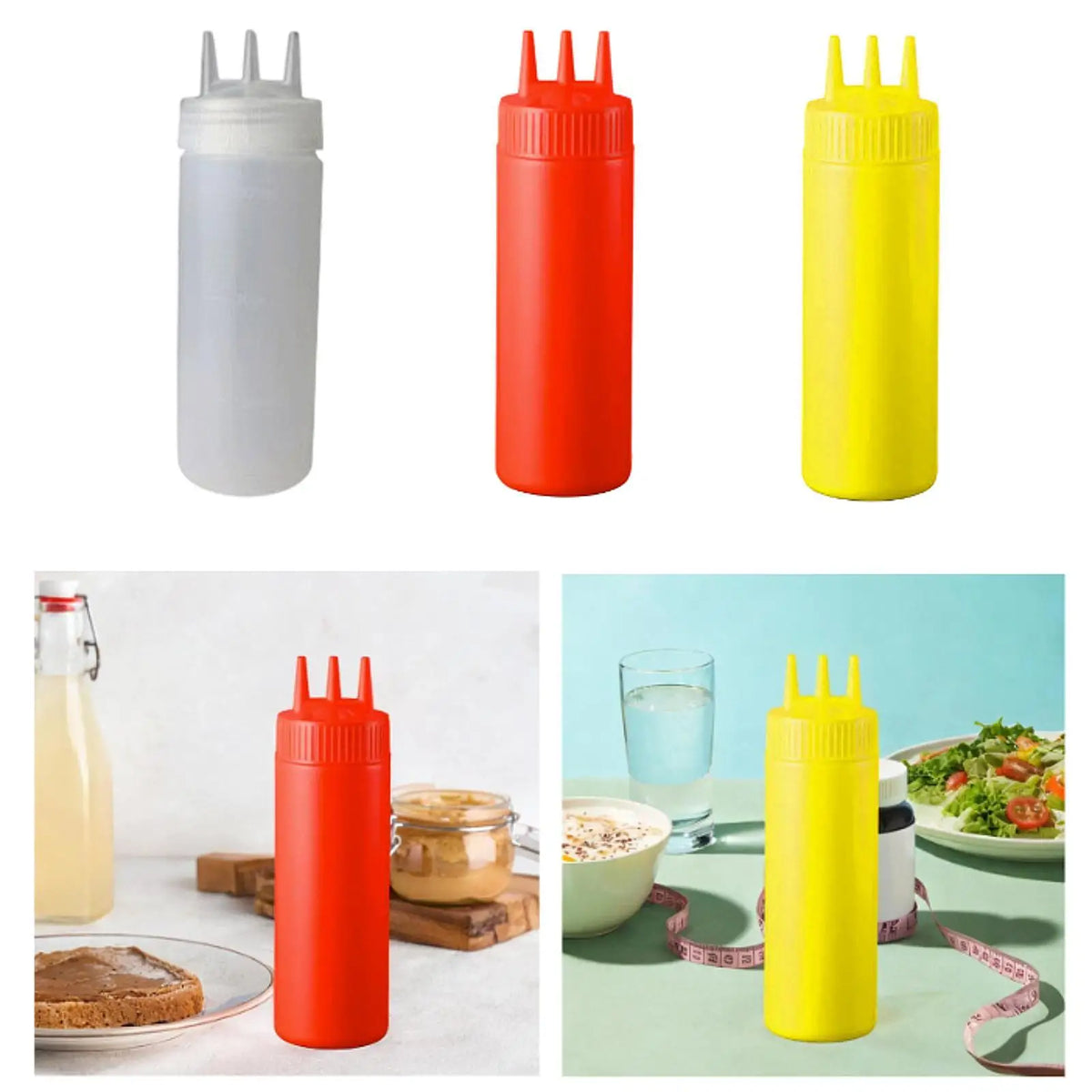 Triple Nozzle 600ml Squeeze Bottle – Condiment Dispenser Condiment Squeeze Bottle SPOT