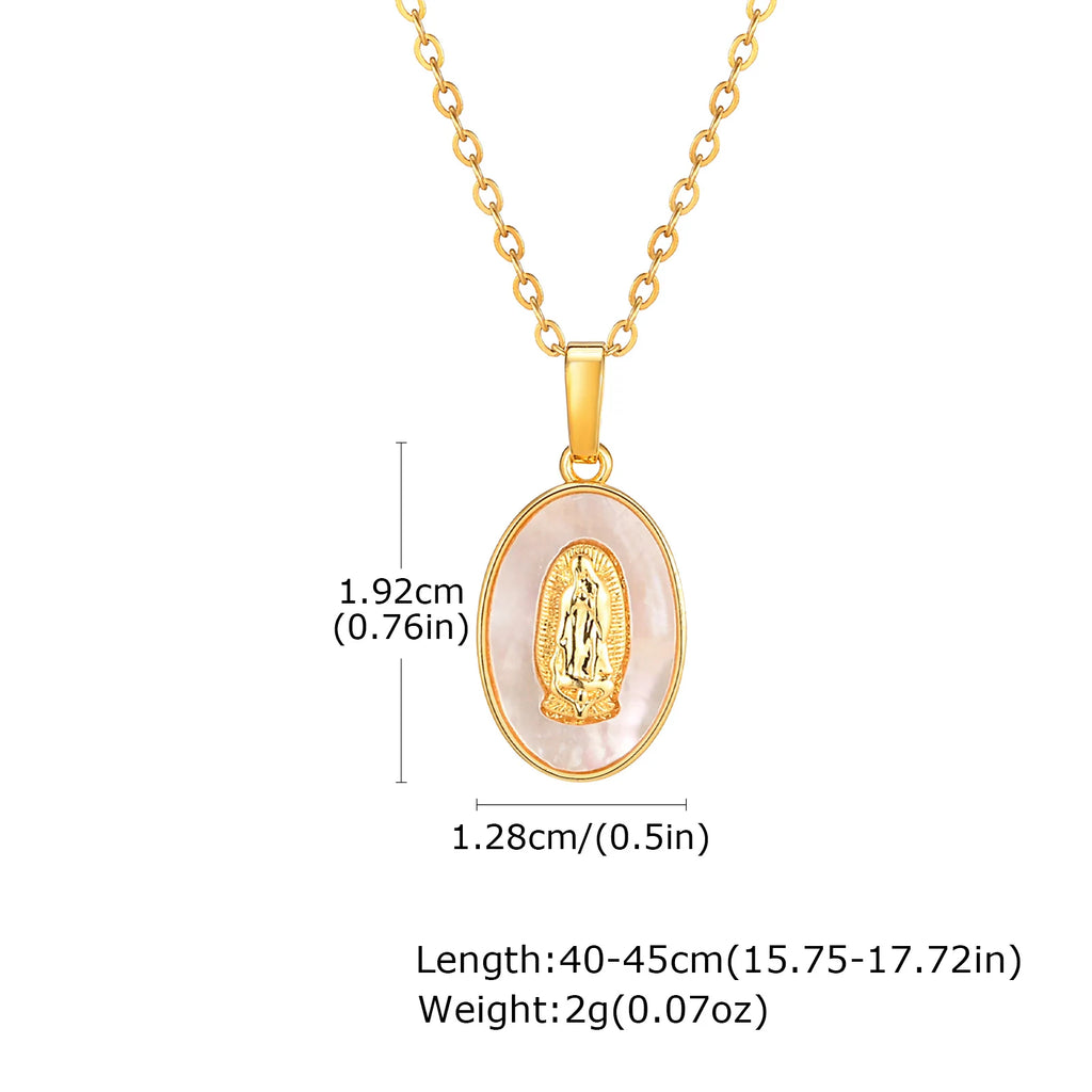 Guadalupe Virgin Mary Pendant Necklace – Gold Stainless Steel Pendant Necklace SPOT PNB-324G Chain 45cm-50cm