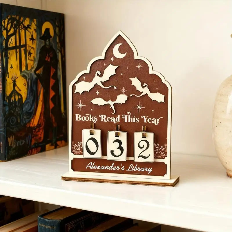 Wooden Reading Challenge Tracker – Books Read This Year Counter Reading Tracker Decor SPOT A2