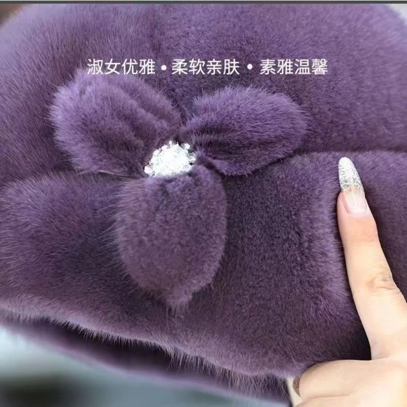 Women's Russian Faux Fur Winter Hat – Elegant & Warm Dome Cap Faux Fur Winter Hat SPOT