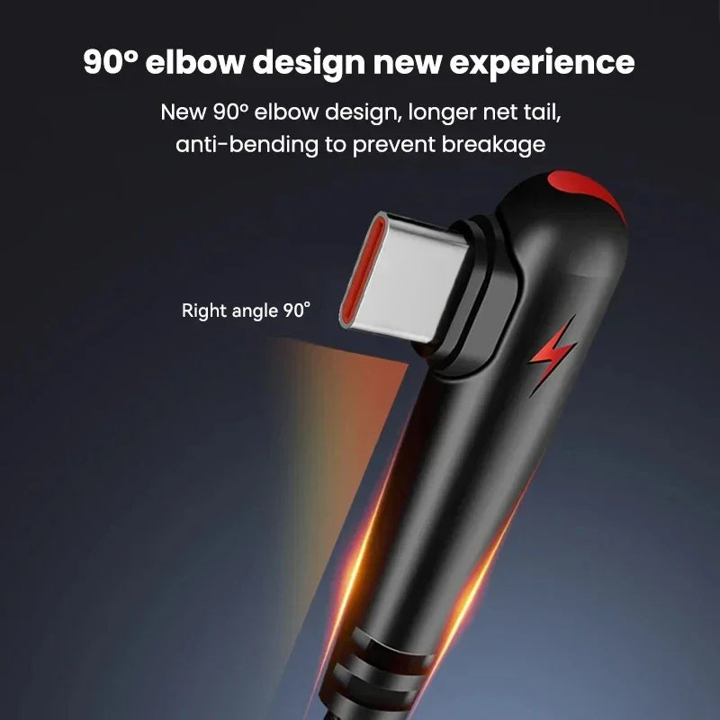 120W USB-C 90° Elbow Fast Charging Cable – Nylon Braided USB-C Charging Cable SPOT