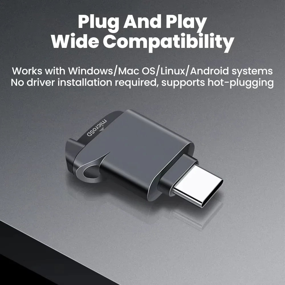 USB-C TF Card Reader – Plug & Play microSD Adapter, Up to 2TB Memory Card Reader SPOT