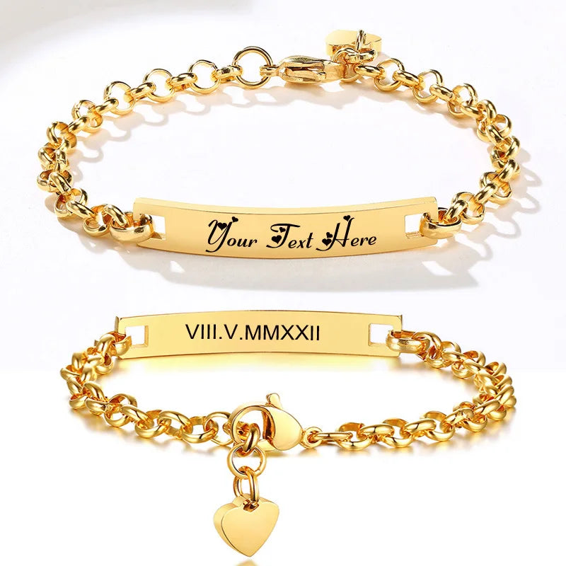 Engraved Name Bar Bracelet – Custom Gold Plated Gift for Women Personalized Bracelet SPOT
