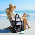 Large Foldable Mesh Beach Bag – Pool, Gym & Travel Tote Foldable Mesh Tote SPOT black