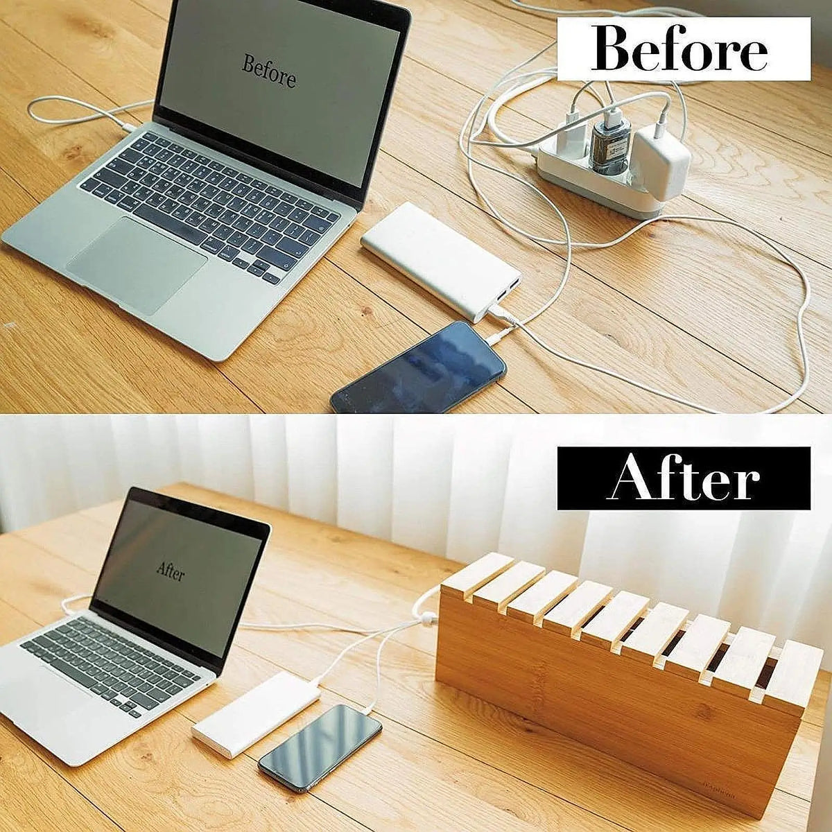 Wooden Cable Management Box – Desk Cord Organizer Cable Management Box SPOT Default Title