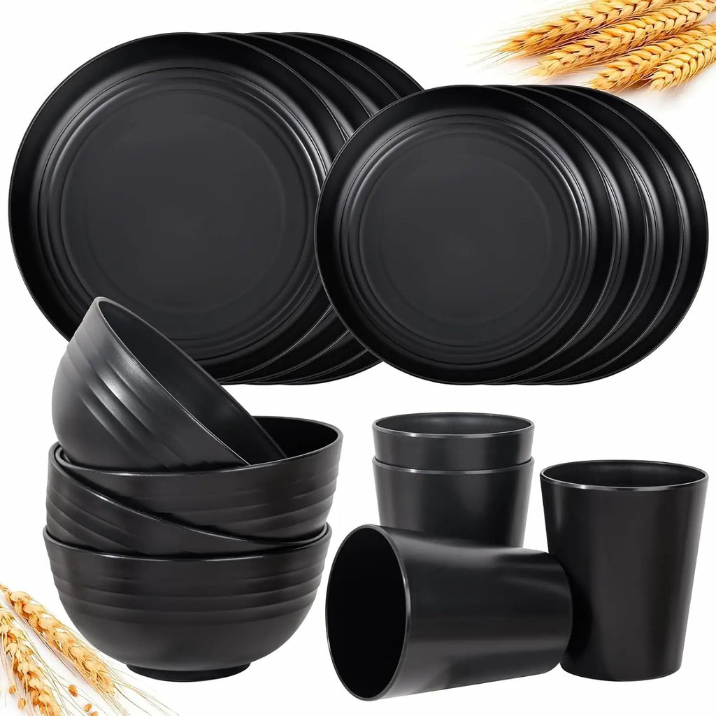 16-Piece Wheat Straw Dinnerware Set – Eco-Friendly Reusable Dinnerware Set SPOT Default Title