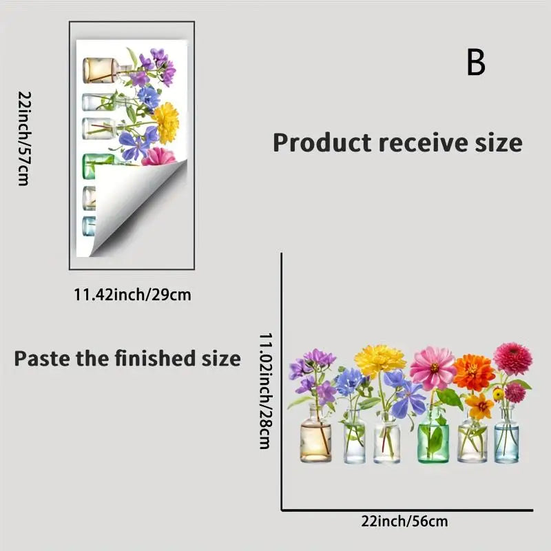 Wildflower Window Static Stickers – Removable Waterproof PVC Decals Window Static Stickers SPOT B