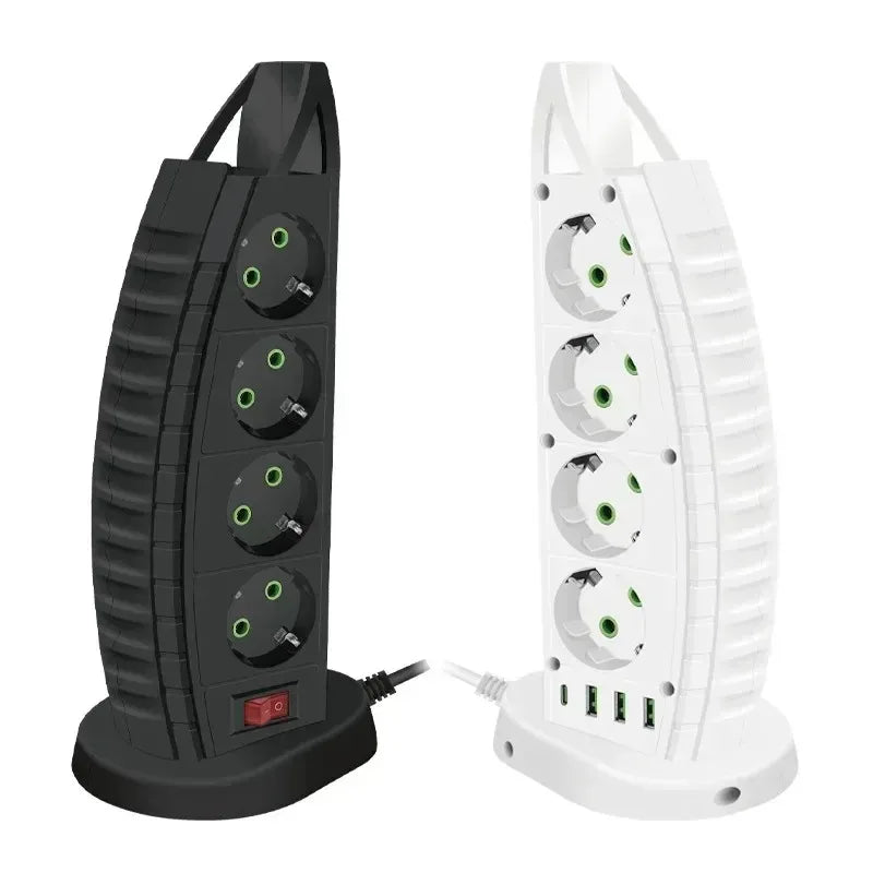Vertical Tower Power Strip 4 Outlets USB-C 3 USB EU Plug Tower Power Strip SPOT