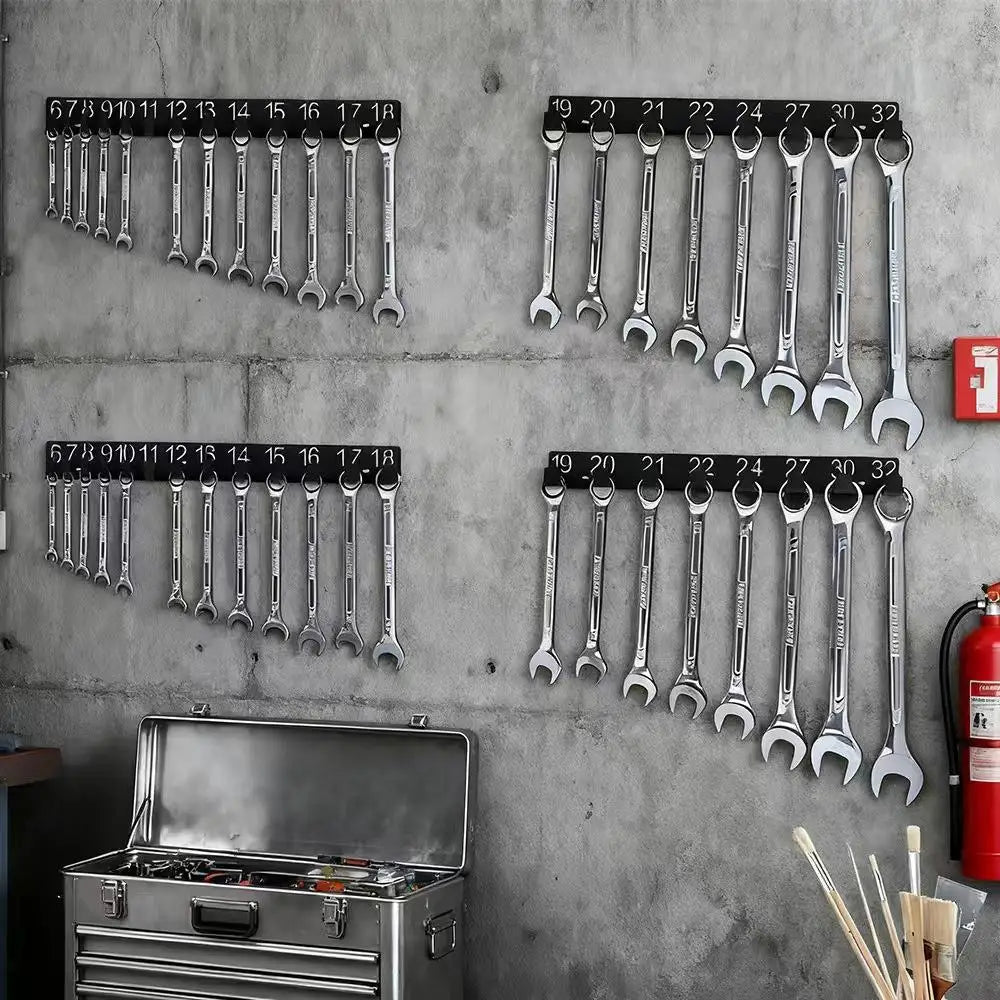 Wall-Mounted Wrench Organizer Rack – Numbered Steel Tool Holder Tool Organizer Rack SPOT