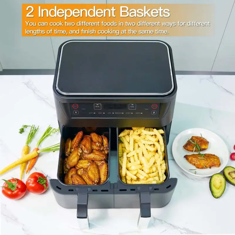 DUTRIEUX 9L Dual Basket Digital Air Fryer | 4.5L+4.5L Dual Basket Air Fryer SPOT