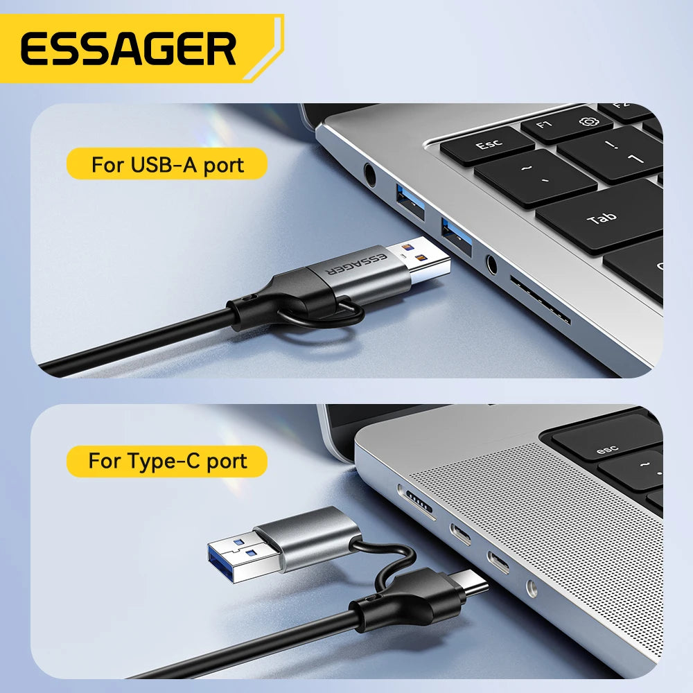 Essager 2-in-1 USB-A & USB-C to RJ45 Gigabit Ethernet Adapter Ethernet Adapter SPOT