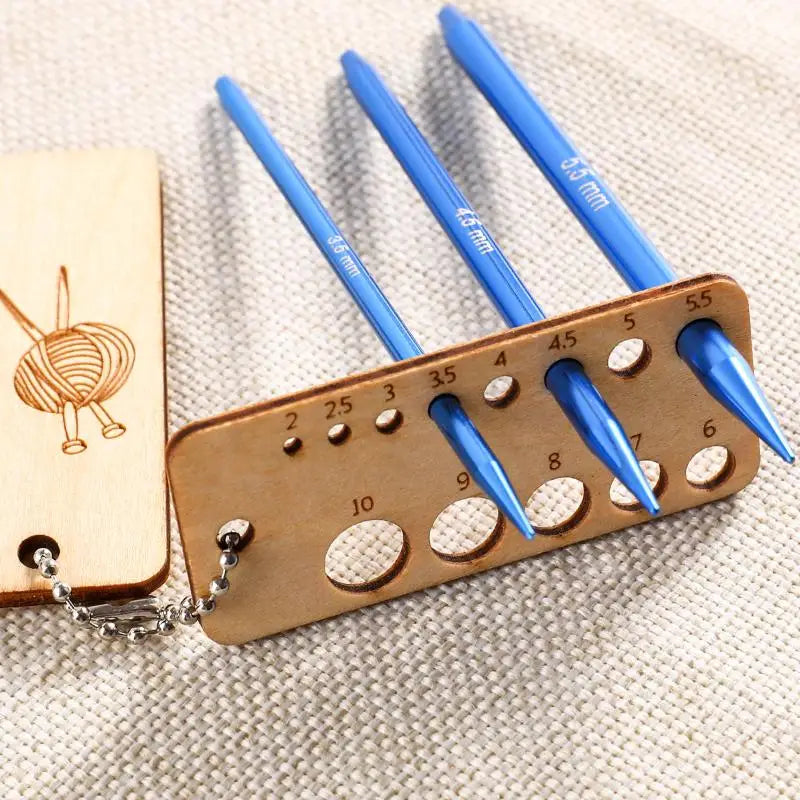Wooden Knitting Gauge Ruler & Locking Stitch Markers Set Knitting Craft Tool SPOT