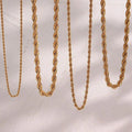 Gold Plated Stainless Steel Rope Twist Chain Necklace 2–5MM Chain Necklace SPOT Gold 55cm 22 inches 4mm