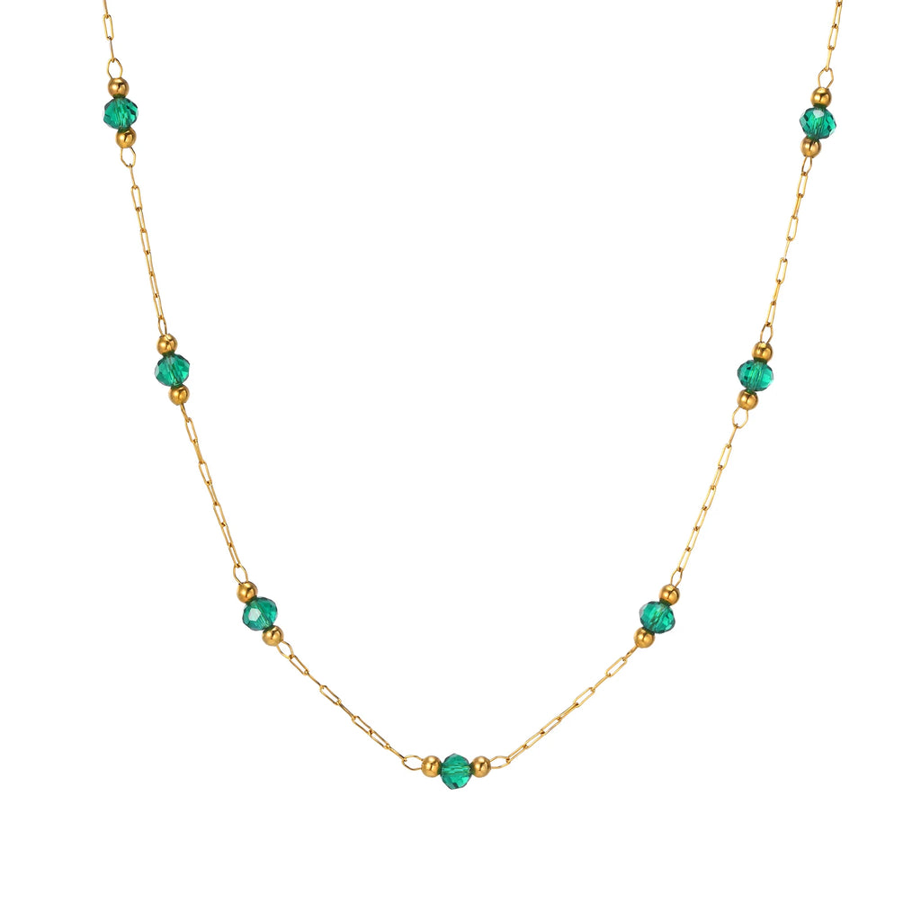 18K Gold Plated Stainless Steel Bead Chain Necklace for Women Chain Bead Necklace SPOT NC-1752G01
