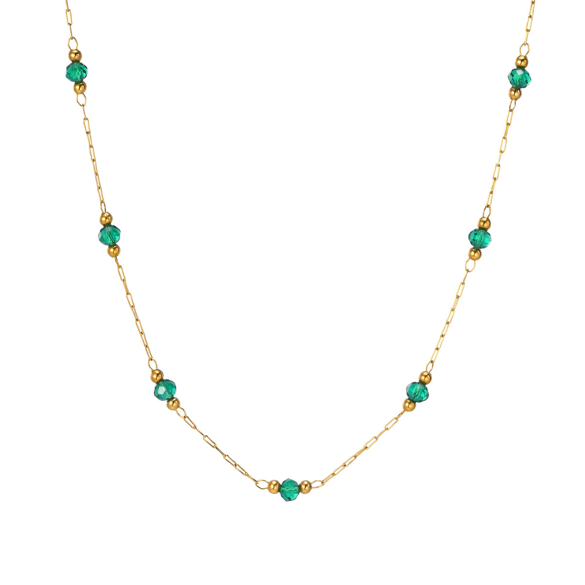 18K Gold Plated Stainless Steel Bead Chain Necklace for Women Chain Bead Necklace SPOT NC-1752G01