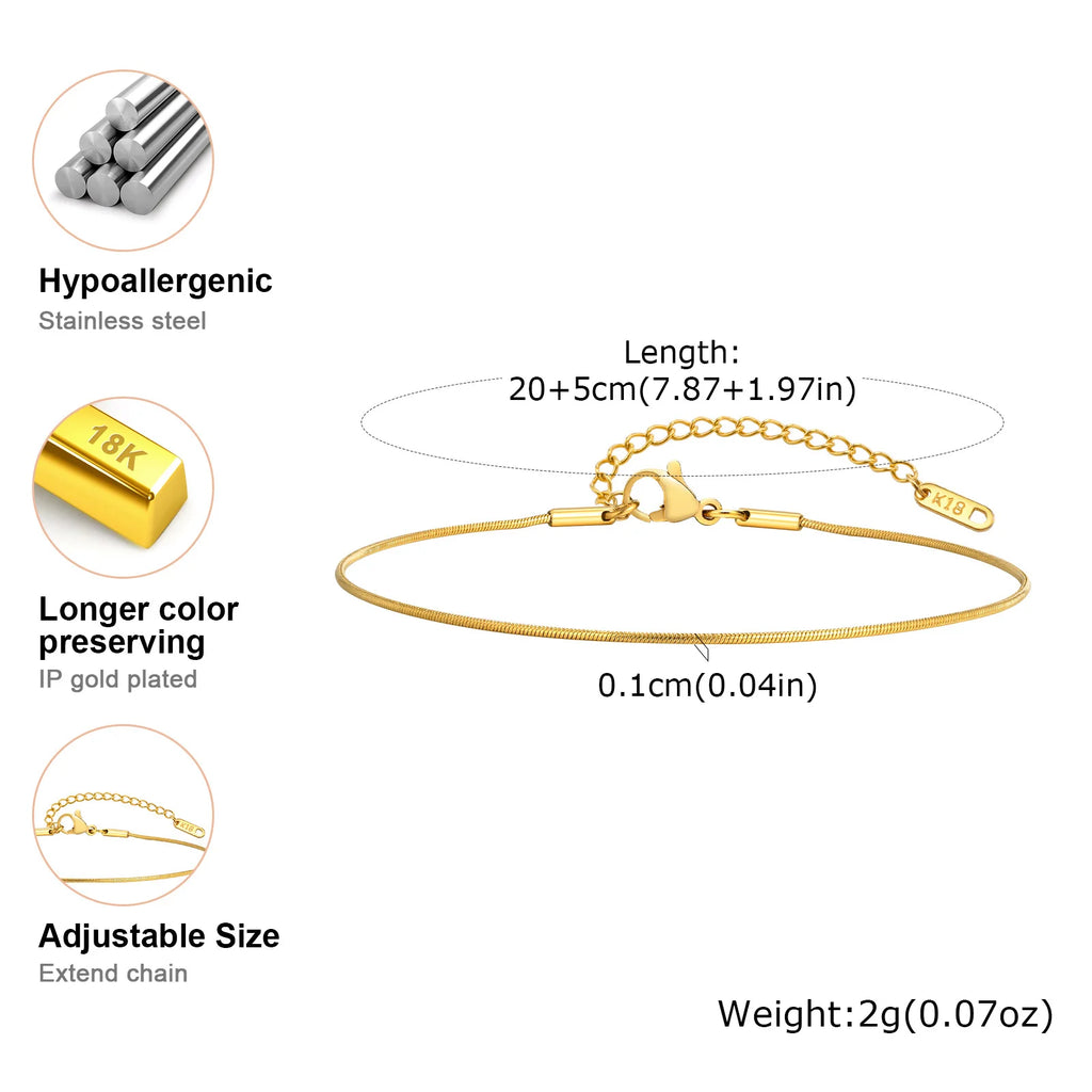 Gold Snake Chain Anklet – Waterproof Stainless Steel Women Chain Anklet SPOT