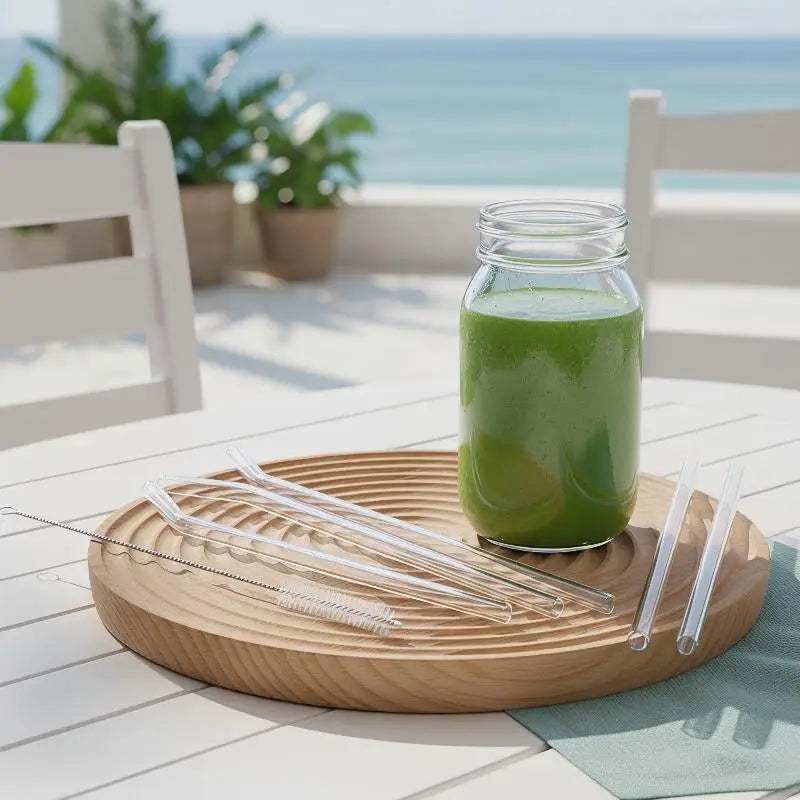 Reusable Borosilicate Glass Straws Set with Cleaning Brush Glass Drinking Straws SPOT