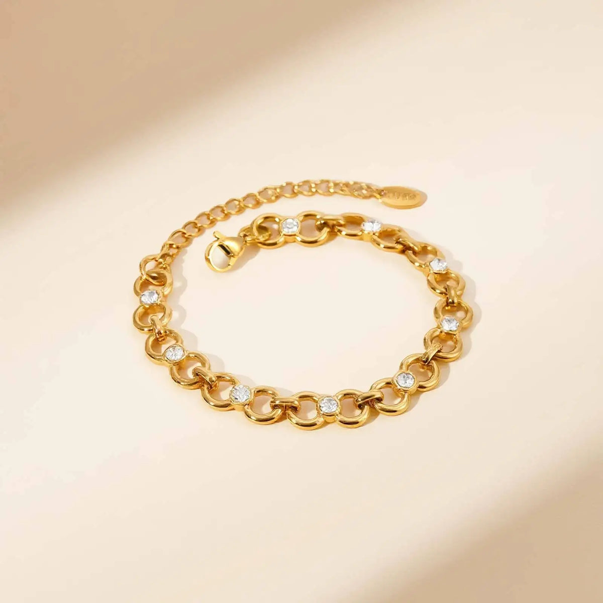 Meaeguet Zircon Chunky Link Bracelet – 18K PVD Gold Plated Chain Link Bracelet SPOT