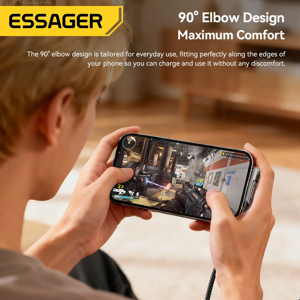 Essager 240W USB-C Elbow Fast Charging Cable | 1m/2m USB-C Charging Cable SPOT