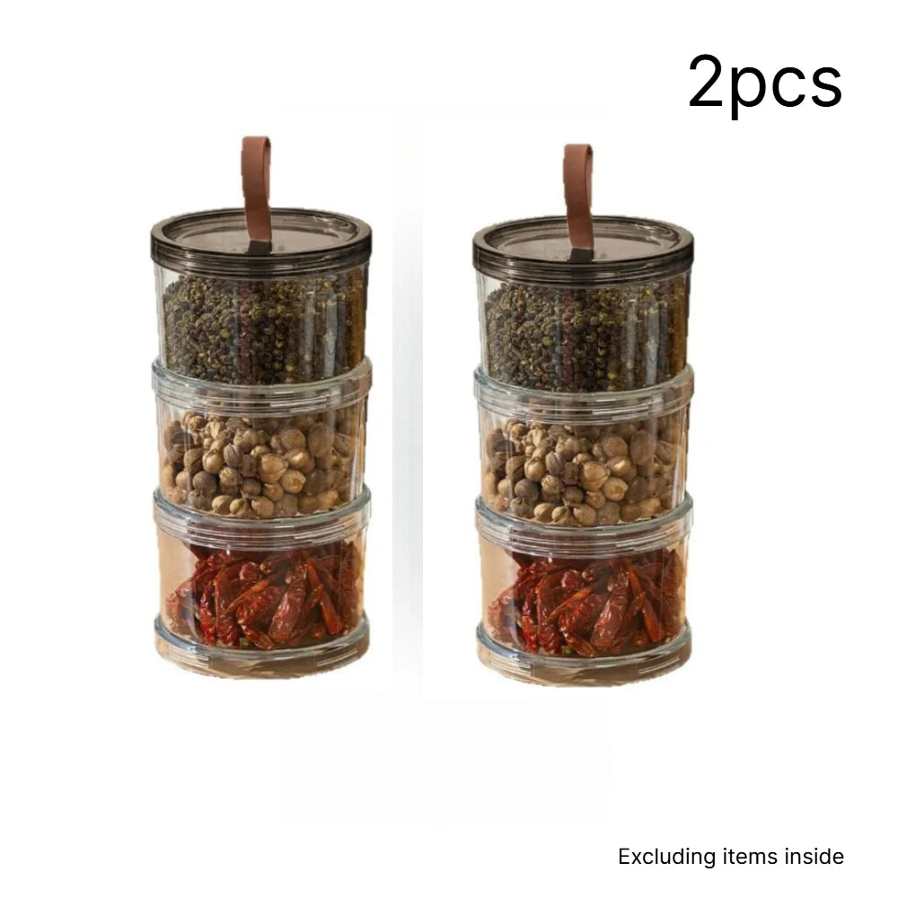 2-Pack Stackable Airtight Food Storage Canisters with Handle Food Storage Canister SPOT 3 Layer 2PCS