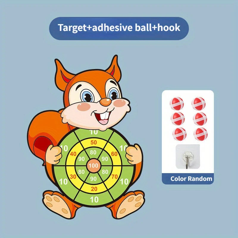 Kids Sticky Ball Dart Board – Montessori Target Game Toy Kids Target Game SPOT Squirrel with 6ball