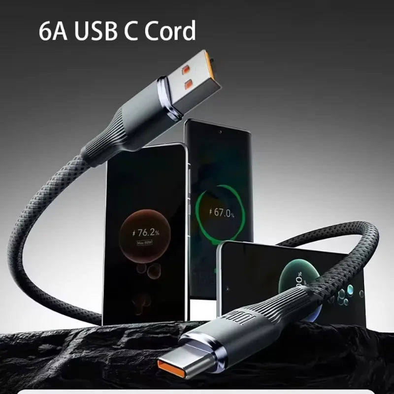 100W 6A Braided USB-C to USB-C Fast Charging Cable | 1m–2m USB-C Charging Cable SPOT