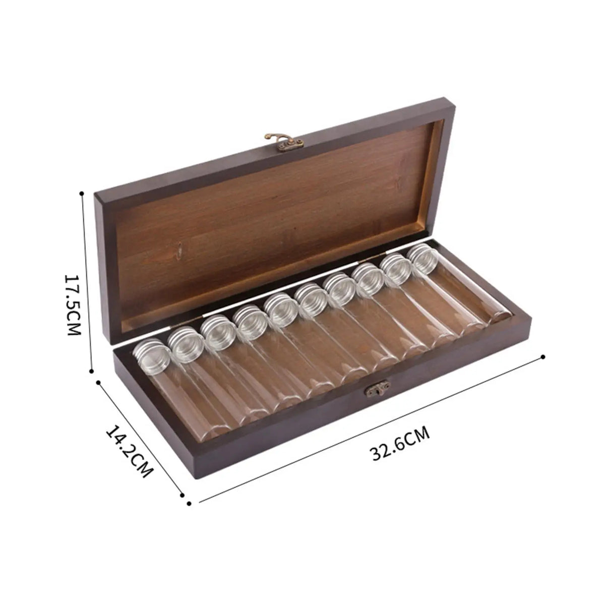 Wooden Spice Box Set – 10 Glass Jars for Camping & BBQ Spice Storage Set SPOT