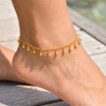 Bohemian Evil Eye Anklet – Gold Copper Flower Leaf Charm Fashion Anklet SPOT PJC-010G
