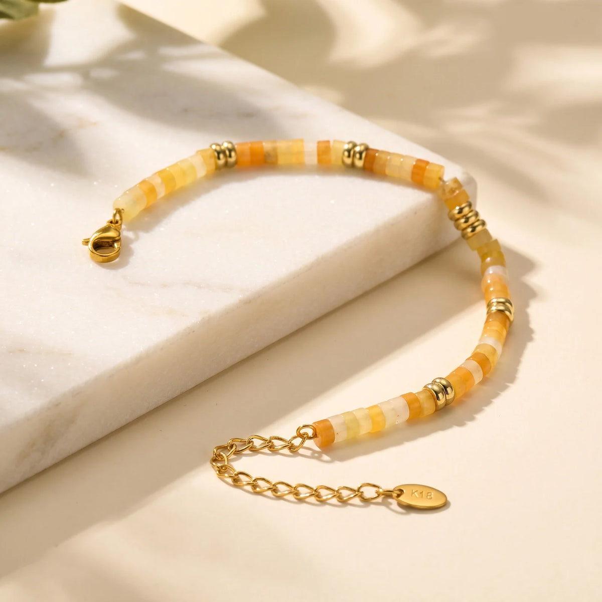 Natural Stone Heishi Beaded Bracelet | 18K Gold Boho Jewelry Beaded Bracelet SPOT