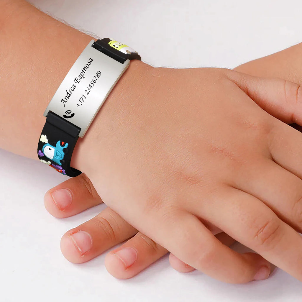 Kids Personalized Silicone ID Bracelet – Engraved Car Link Kids ID Bracelet SPOT
