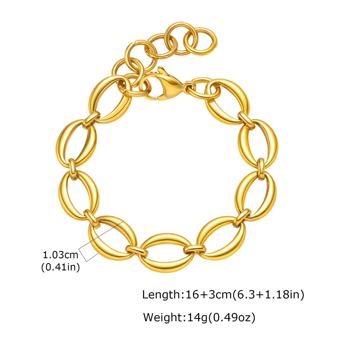 Chunky Stack Chain Bracelet – 18K Gold Plated Stainless Steel Chain Link Bracelet SPOT BR-2636G