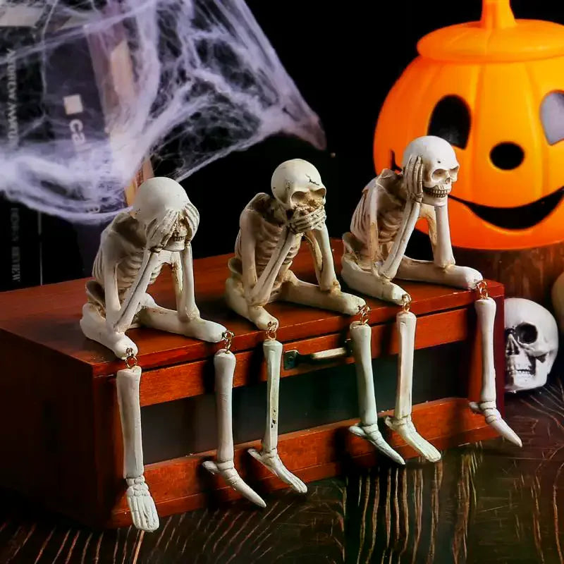 Halloween Skeleton Figurines 3-Pc See Hear Speak No Evil Set Halloween Skeleton Figurines SPOT