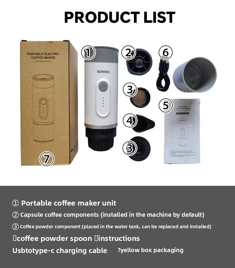 Portable Battery-Powered Capsule Espresso Machine – 15 Bar Capsule Espresso Machine SPOT