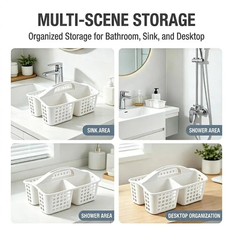 3-Compartment Plastic Storage Basket – Portable Bath Organizer Storage Basket SPOT