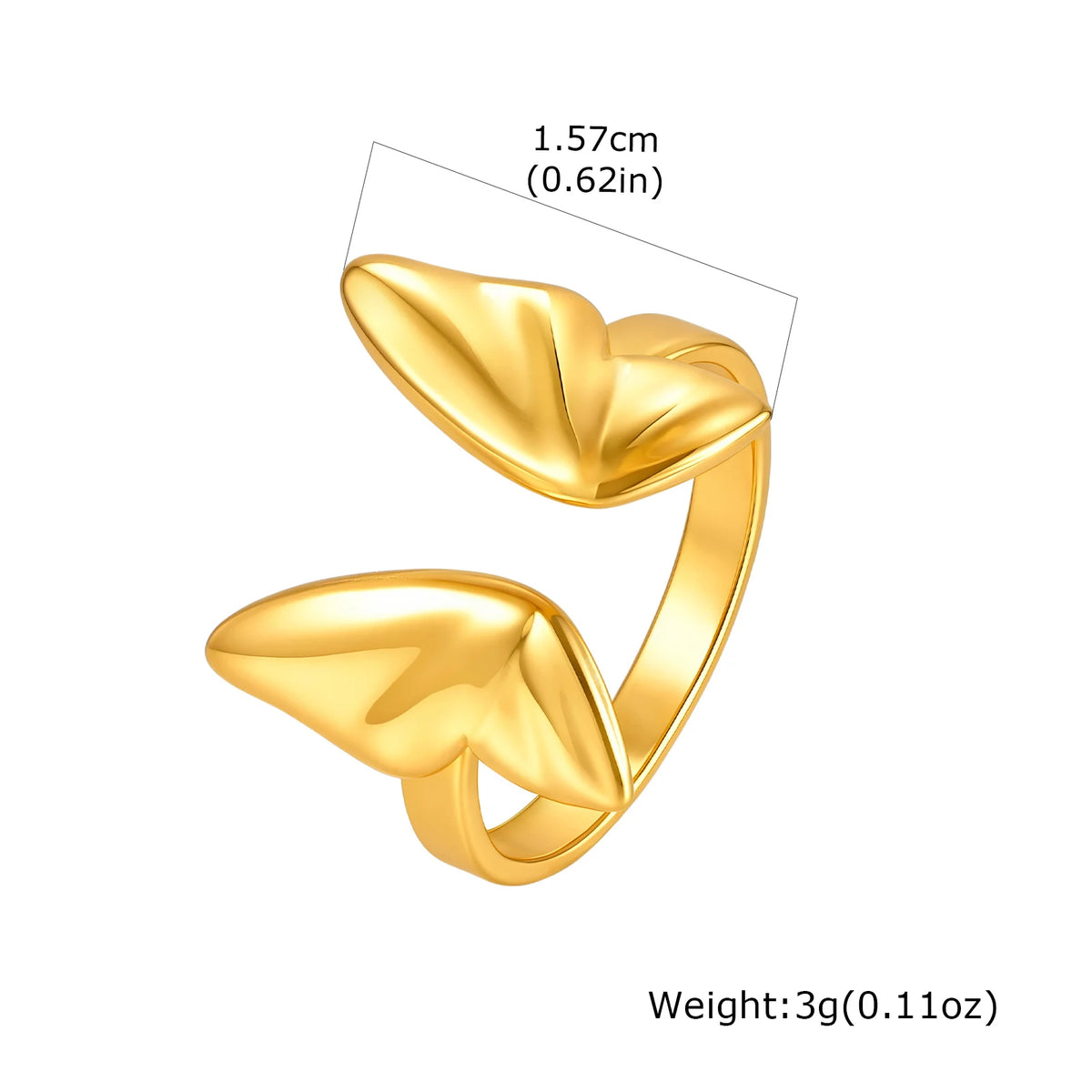 Y2K Hollow Butterfly Ring – 18K Gold Plated Adjustable Band Fashion Statement Ring SPOT RC-1066G