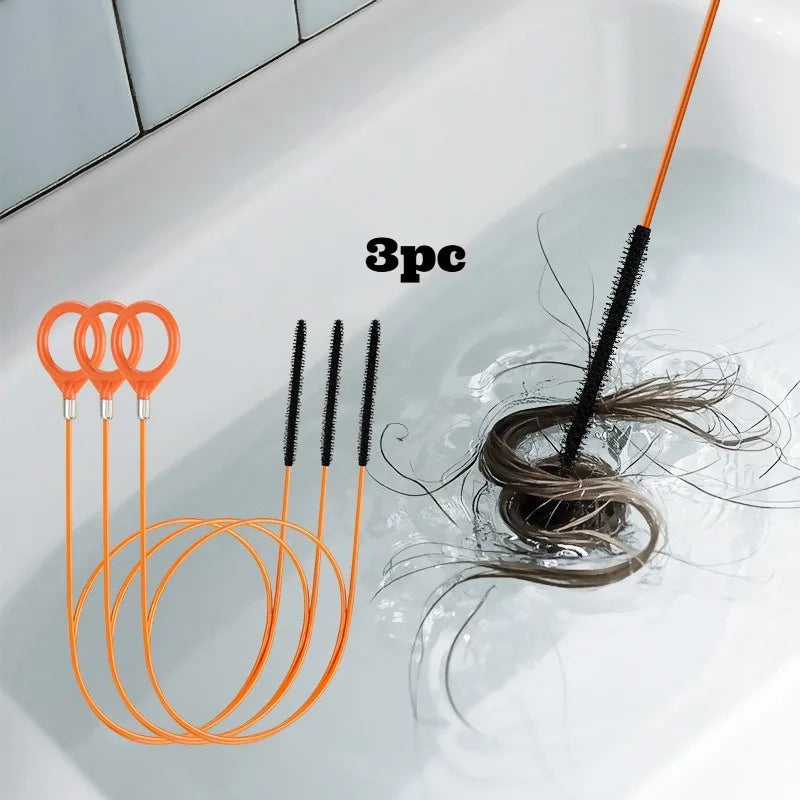 Flexible Drain Snake Hair Clog Remover Tool Set – 1/3/5 Pack Drain Cleaning Tool SPOT 81cm-3pcs