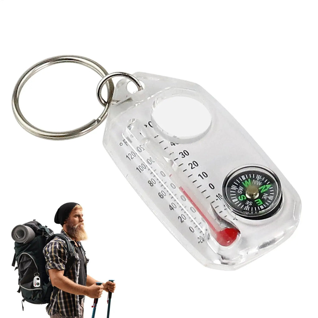 Mini Keychain Compass & Thermometer – Camping Outdoor Tool Keychain Compass SPOT