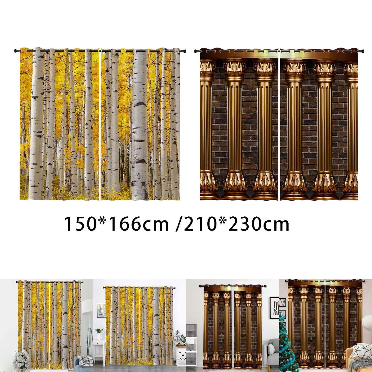 2-Panel Thermal Blackout Curtains – Printed Grommet Drapes Blackout Curtains SPOT