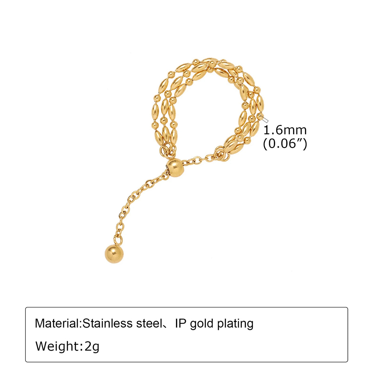 Adjustable Multilayer Chain Ring – 18K Gold Plated, Sizes 7–12 Fashion Ring SPOT