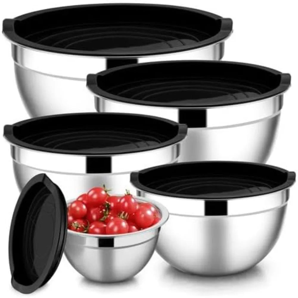 Stainless Steel Mixing Bowls with Lid & Non-Slip Silicone Base Mixing Bowl Set SPOT