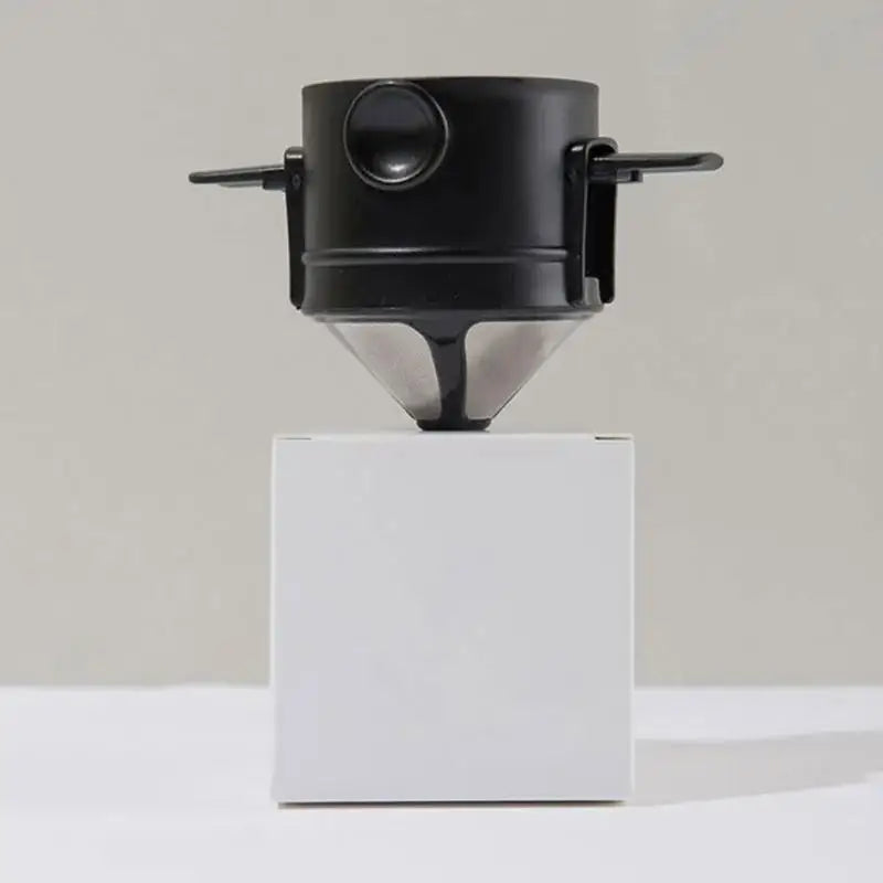 Foldable Stainless Steel Coffee Dripper – Reusable Hang Filter Coffee Dripper Filter SPOT Black