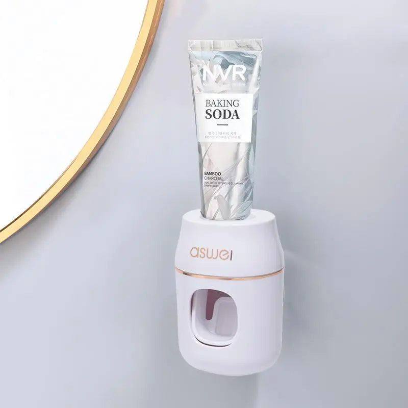 Wall-Mounted Toothpaste Dispenser & Storage Rack – No-Drill Toothpaste Dispenser SPOT white
