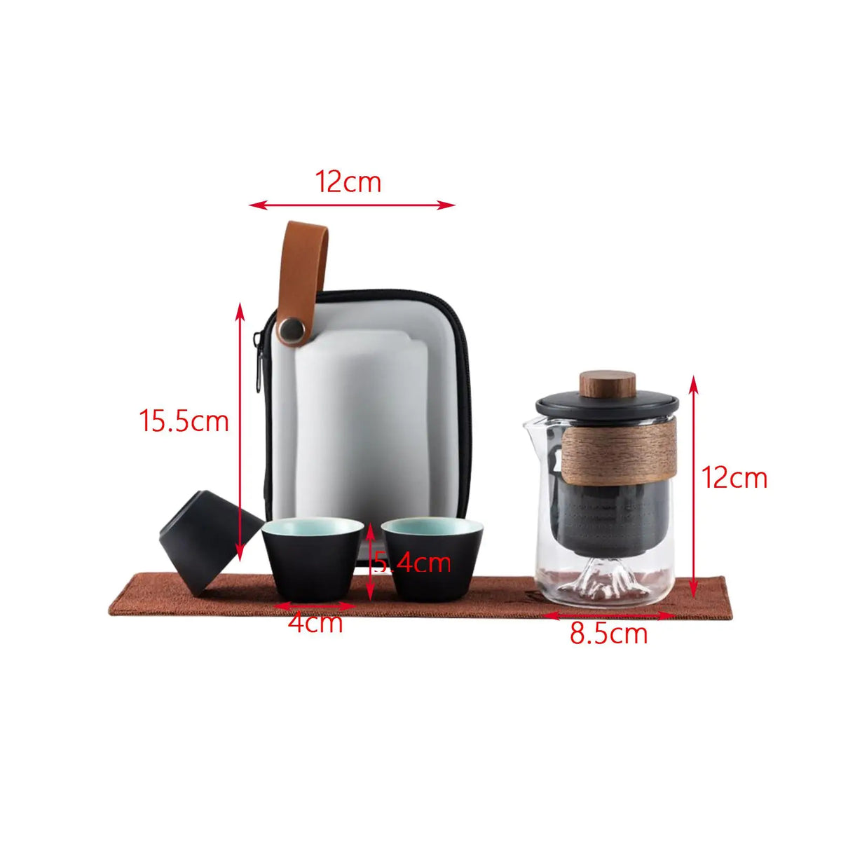 Kung Fu Travel Tea Set – Ceramic Teapot, Infuser & 3 Cups Ceramic Tea Set SPOT
