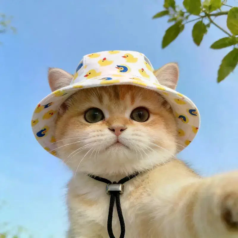 Pet Sun Hat for Cats & Small Dogs – Adjustable with Ear Holes Pet Costume Hat SPOT